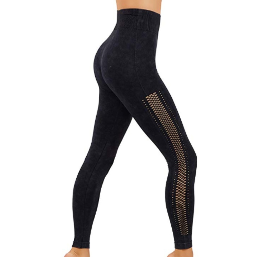 Faded black workout leggings full length